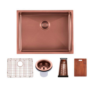 600x450mm Rose Gold Handmade Single Bowl Kitchen Sink