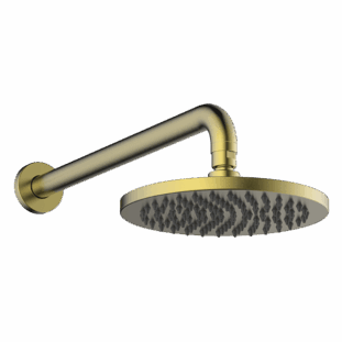200mm Round Brass Horizontal Wall Shower in Brushed Brass