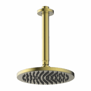 Brass Round Vertical Ceiling Shower in Brushed Brass 200mm