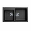 860 x 500mm Carysil Black Double Bowl Granite Kitchen Sink