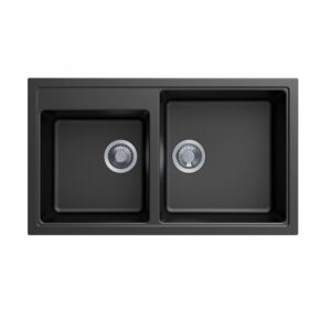 860 x 500mm Carysil Black Double Bowl Granite Kitchen Sink