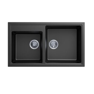 860 x 500mm Carysil Black Double Bowl Granite Kitchen Sink