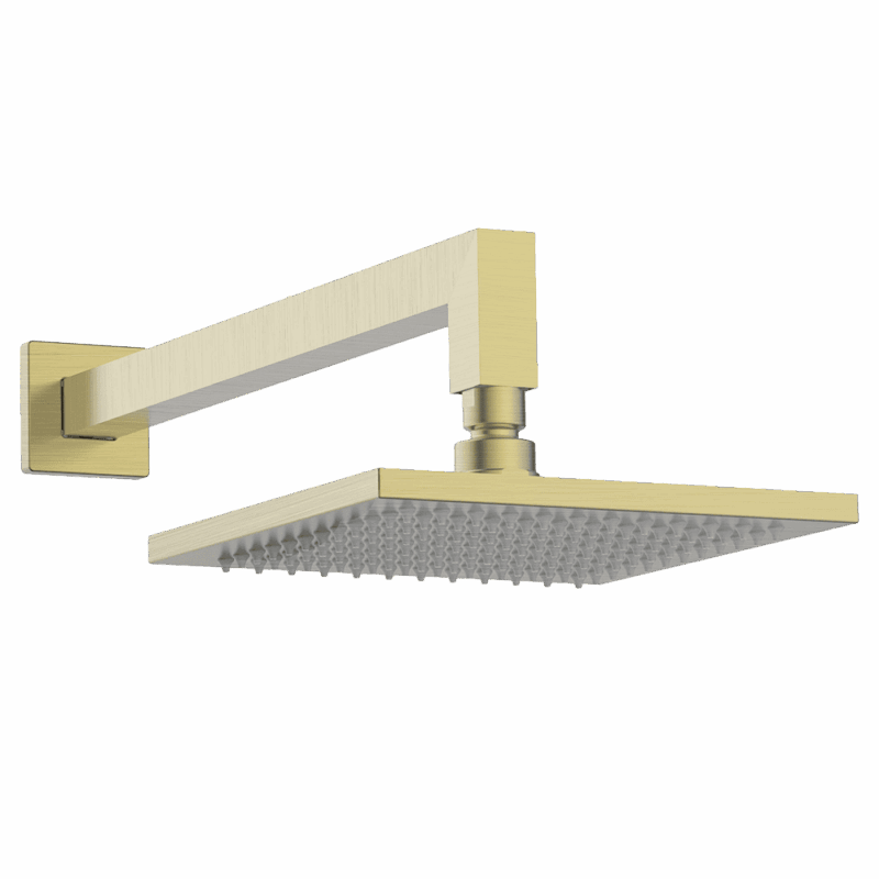 Brass Horizontal Square Wall Shower 200mm in Brushed Brass