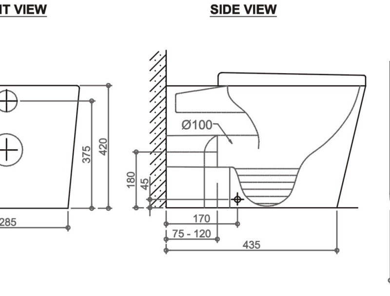 BOSTON Tornado Rimless in-wall Floor Toilet Pan - Gloss White