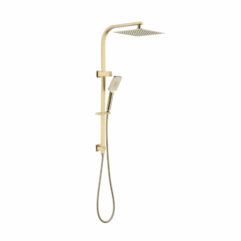 Cresta 250mm Square head Dual Shower Rail - Brushed Gold