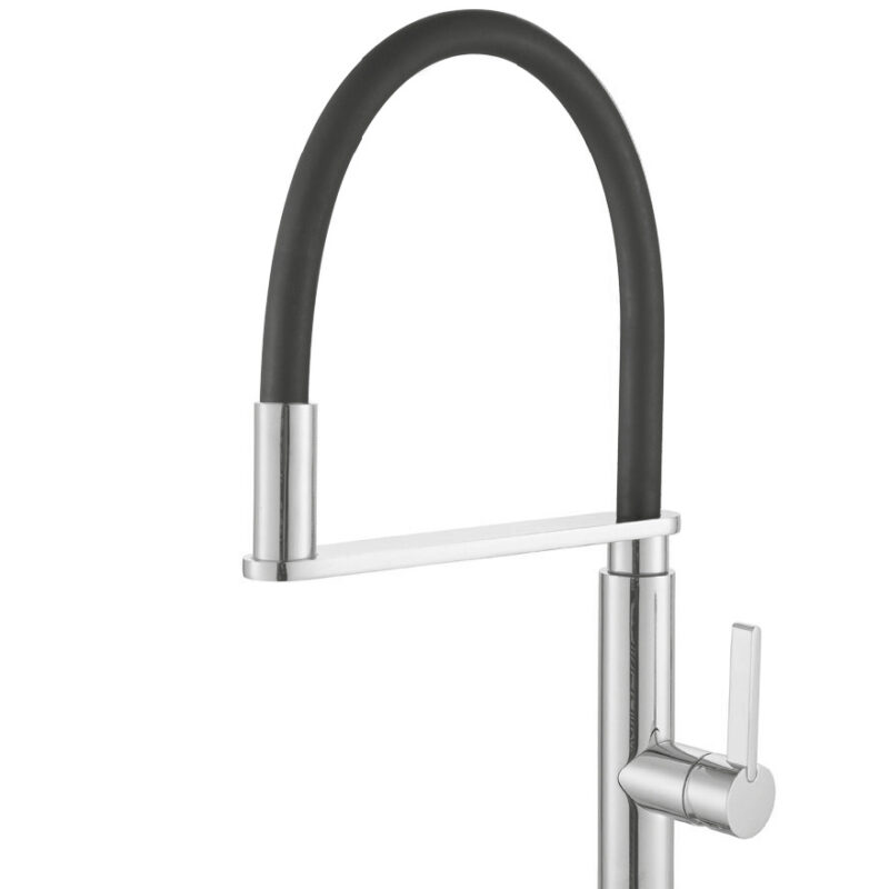KENZO Kitchen Sink Mixer Tap in Chrome with Black Hose