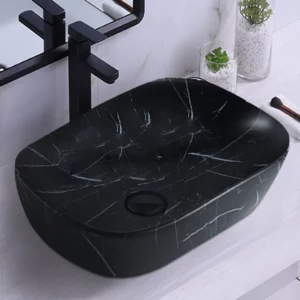 465x320mm Matte Black Marble Above Counter Basin