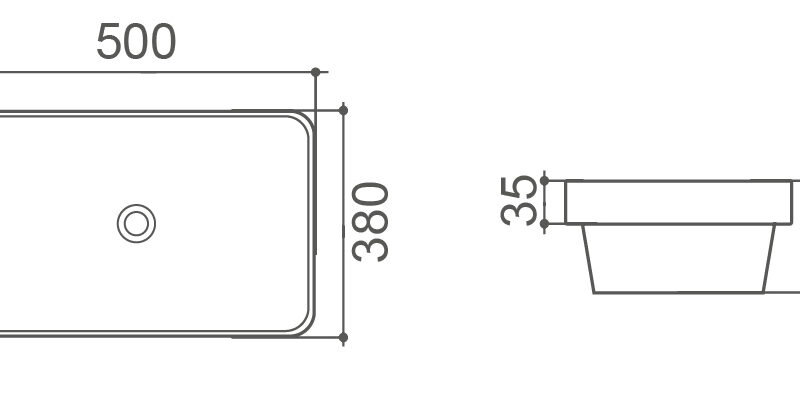 MILAN 500* 380 mm Drop In Basin Gloss White