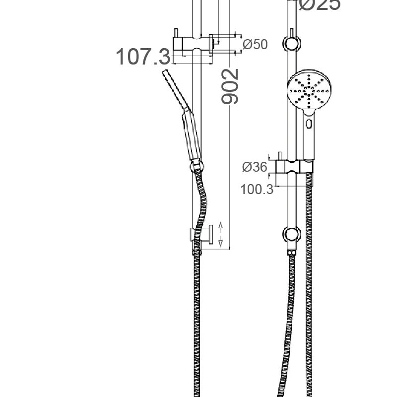 MONDO Round Multifunction Shower Rail Chrome