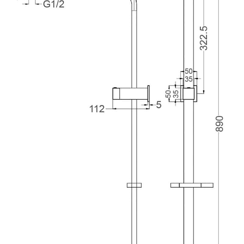 BACINO Square Multifunction Shower Rail Chrome