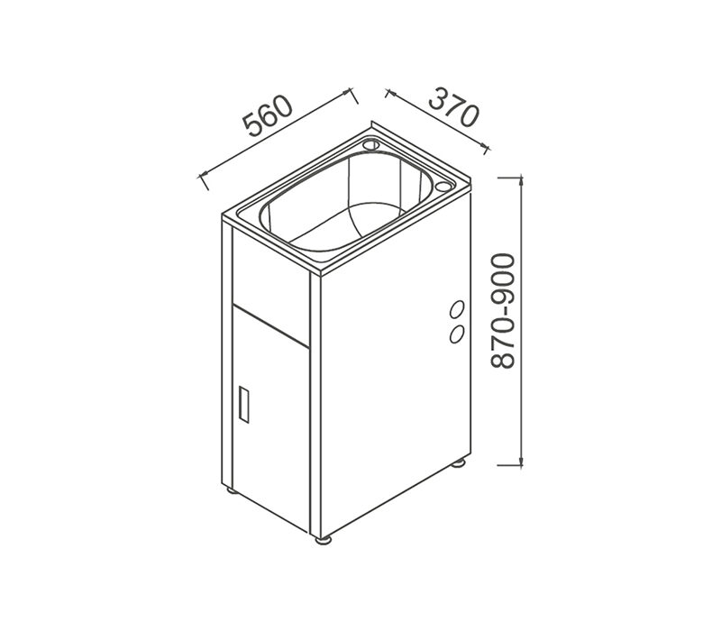 LAVASSA Slimline Metal Laundry Trough& Cabinet 30L