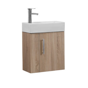 PICCOLO 500W Light Oak Slim Compact Wall Hung Vanity