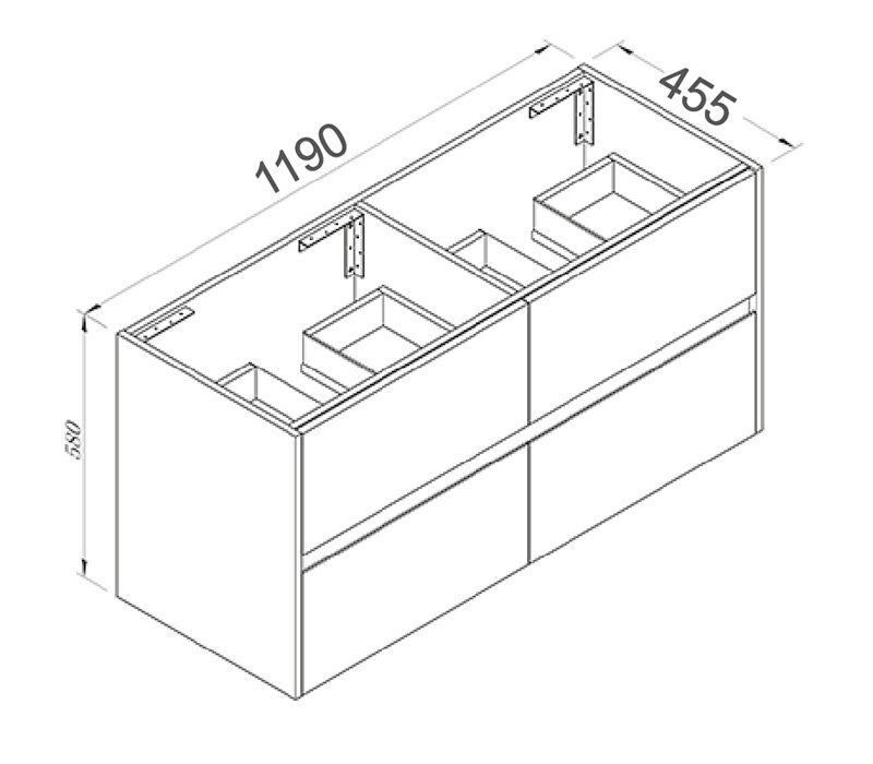 VT NUTRO 1200 Single Bowl Light Oak Wall Hung Vanity