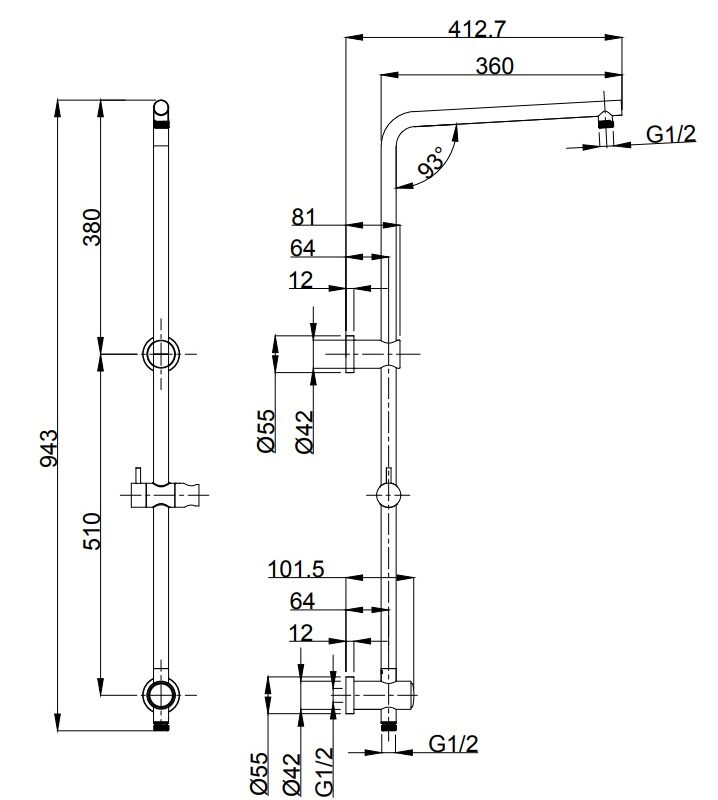 KENZO Multifunction Shower Rail Matte Black