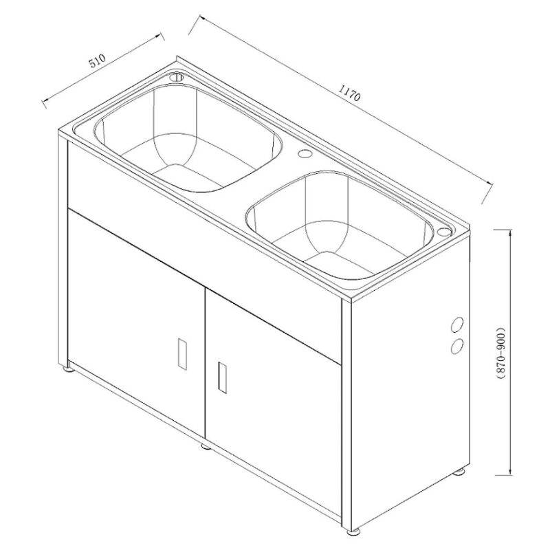 LAVASSA Double Bowl Laundry Trough & Cabinet 2x45L