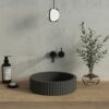 PIAZA 400 mm Round Fluted Above Counter Basin Matt Black