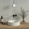 PIAZA 400 mm Round Fluted Above Counter Basin Matt White