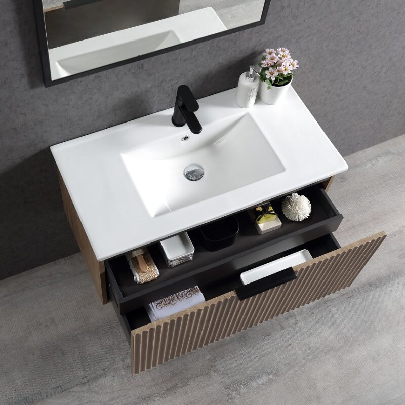 VIVO 900 Groove Light Oak Wall Hung Vanity