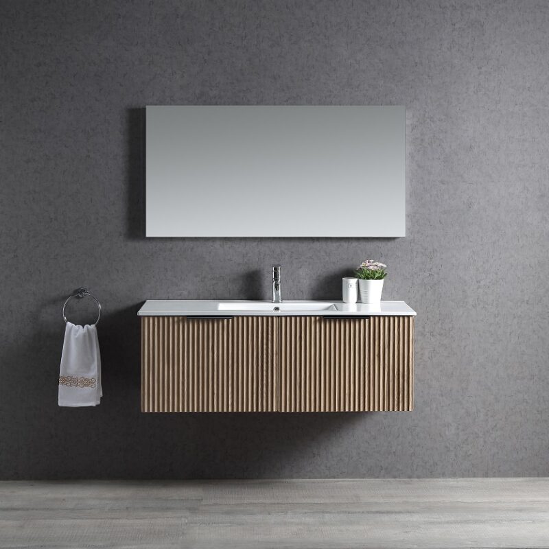 VIVO 1200 Groove Light Oak Wall Hung Vanity