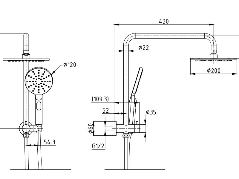MONDO Compact Twin Shower Set Brushed Brass