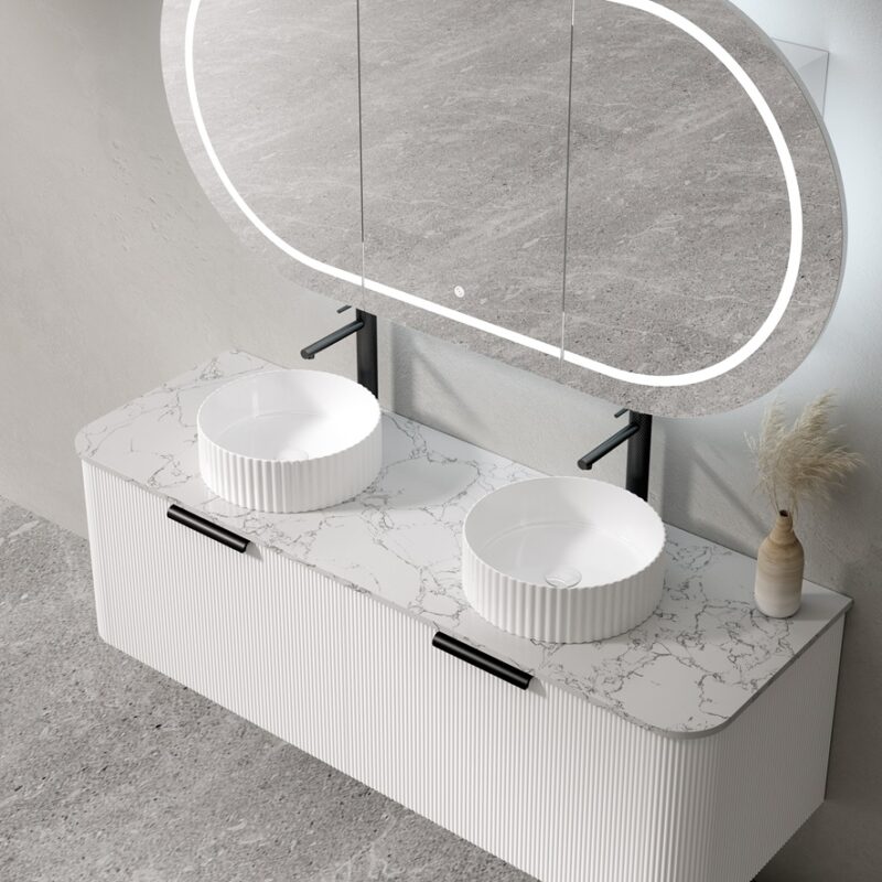 PIAZA 1500mm Fluted Wall Hung Vanity in White