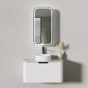 PIAZA 900mm Fluted Wall Hung Vanity - White