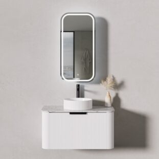 PIAZA 900mm Fluted Wall Hung Vanity - White