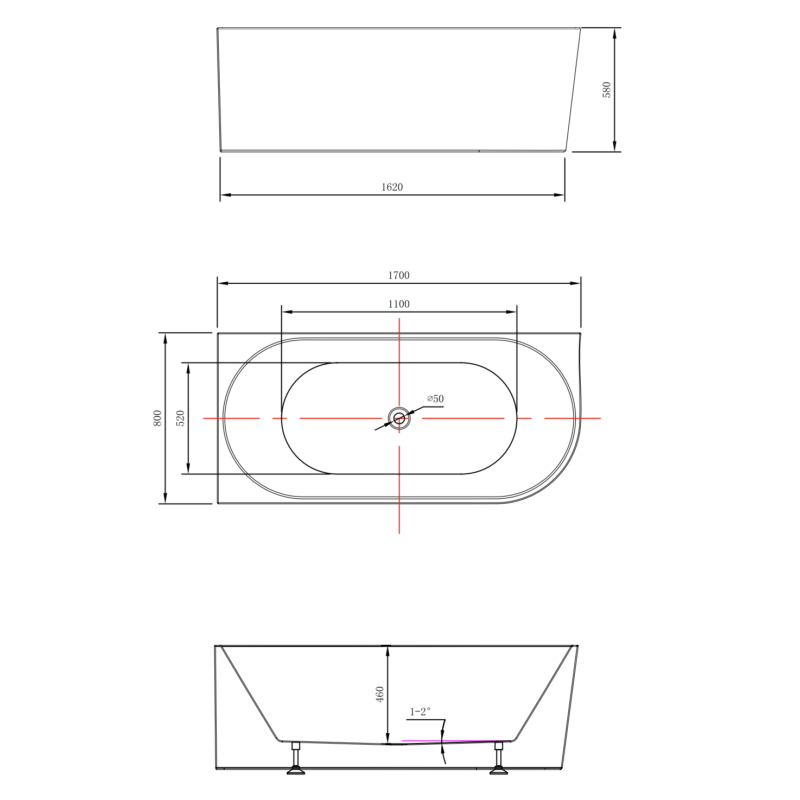 VICTOR 1700mm Left Hand Corner Bathtub Gloss White