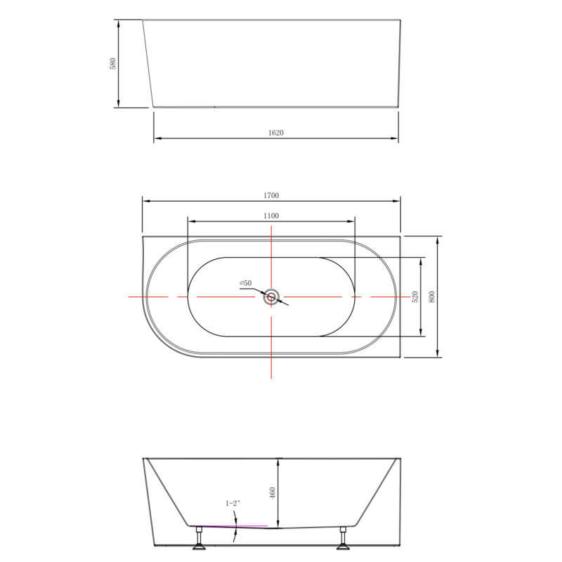 VICTOR 1700mm Right Hand Corner Bathtub Gloss White