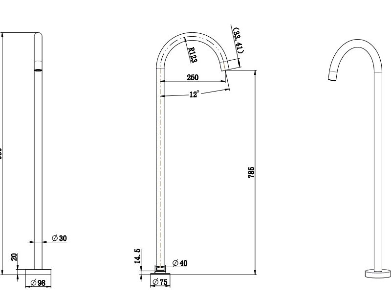 JESS Round Freestanding Bath Filler Tap - Gun Metal