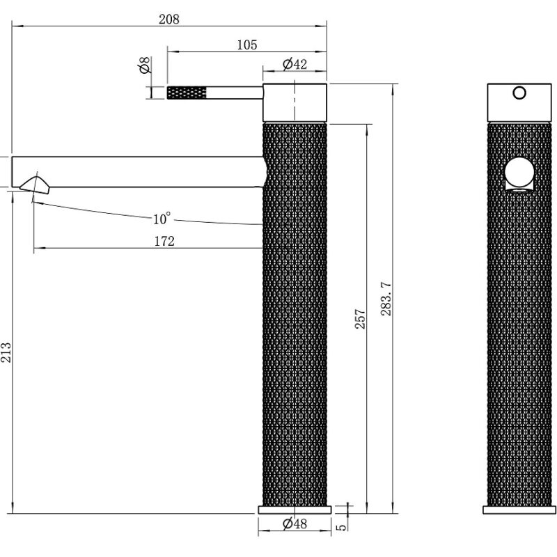 TIARA Knurled Tall Basin Mixer Tap