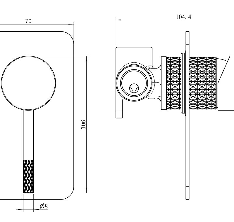 TIARA Knurled Shower/ Bath Wall Mixer