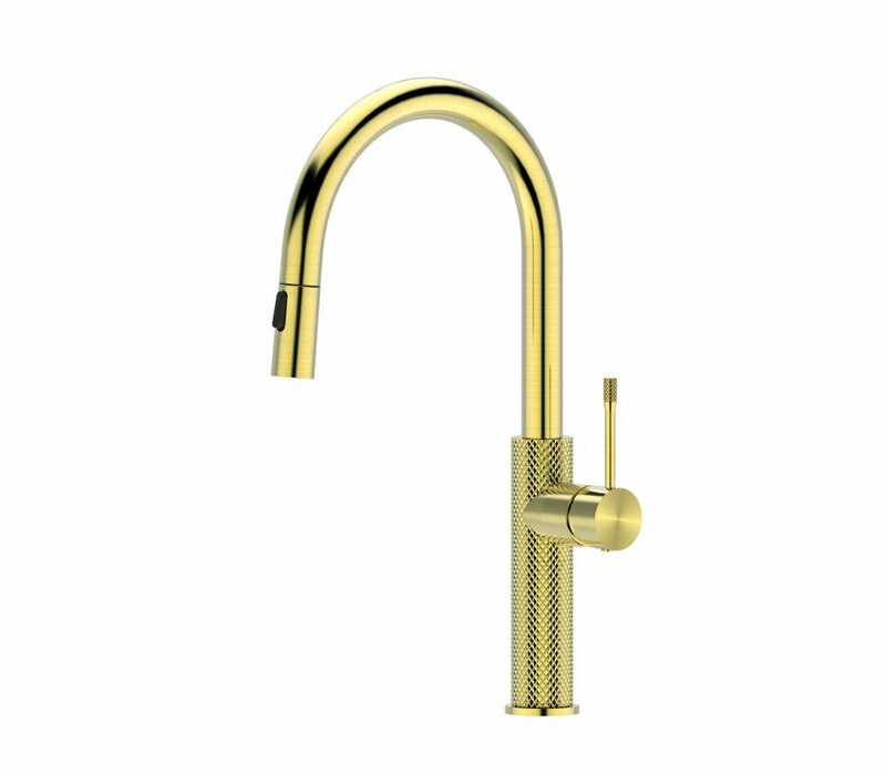 TIARA Knurled Kitchen Sink Mixer Tap With Pull Out Spray