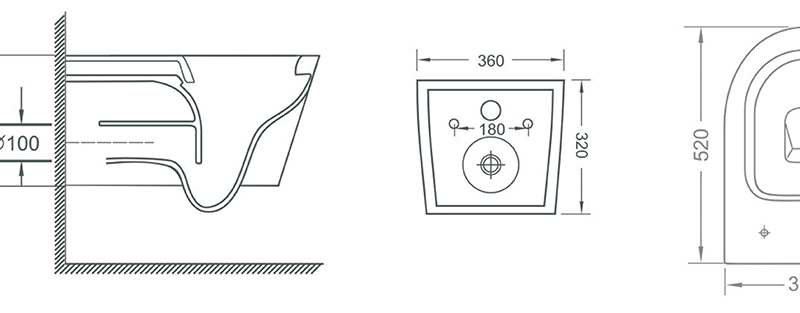 BERTON Wall Hung Rimless Toilet Pan