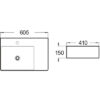 605* 410mm Left hand-side Above Counter/ Wall Hung Basin Gloss White