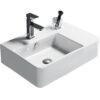 605* 410mm Left hand-side Above Counter/ Wall Hung Basin Gloss White