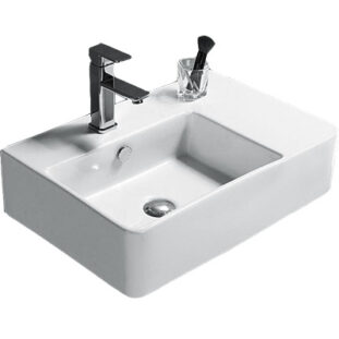 605* 410mm Left hand-side Above Counter/ Wall Hung Basin Gloss White