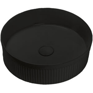 Round 355mm Grooved Above Counter Basin Matte Black