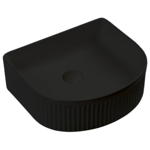 400x352mm Fluted Above Counter Basin Matte Black