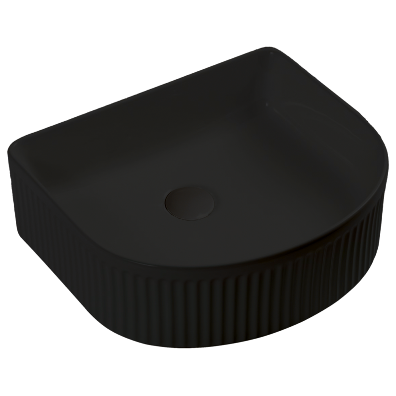 400x352mm Fluted Above Counter Basin Matte Black