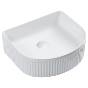 400x352mm Fluted Above Counter Basin Gloss White