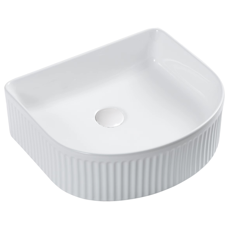 400x352mm Fluted Above Counter Basin Gloss White