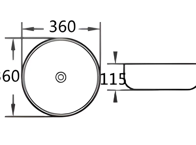 Round 360mm Fluted Matte Black Counter Top Basin