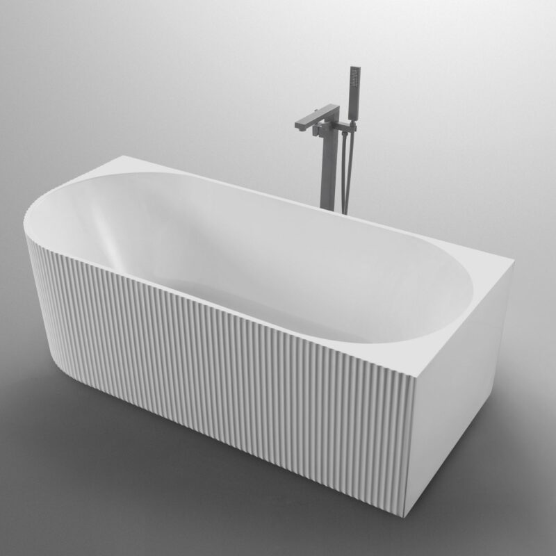 BENITA 1500mm Fluted Right Hand Corner Gloss White Bath Tub