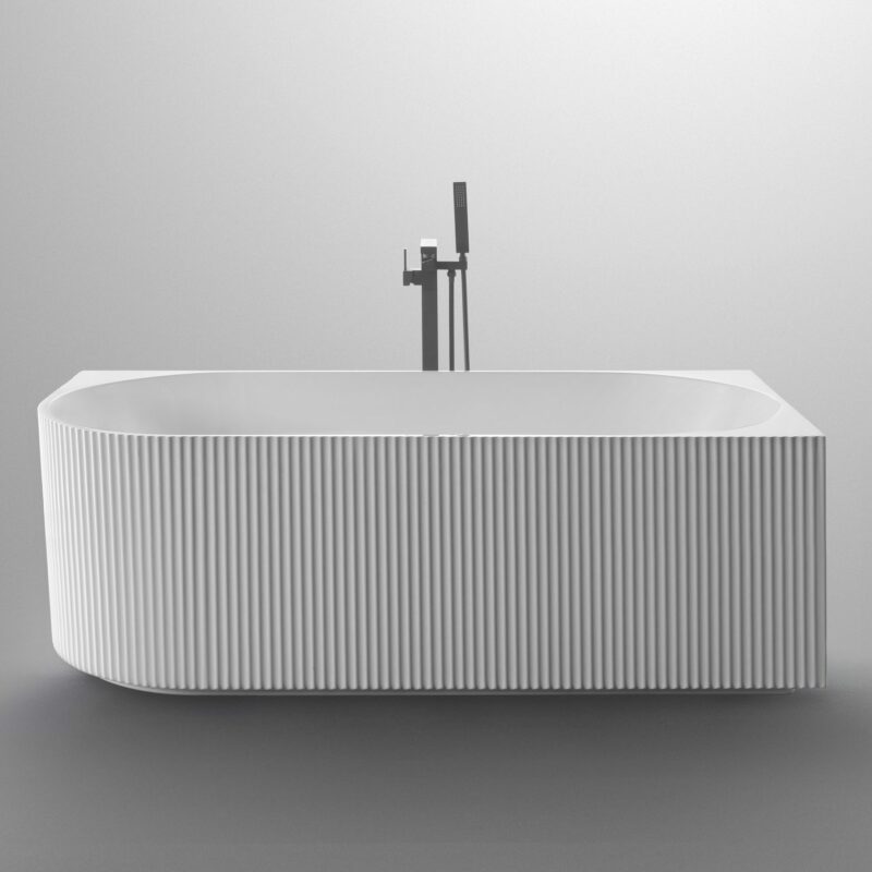 BENITA 1500mm Fluted Right Hand Corner Gloss White Bath Tub