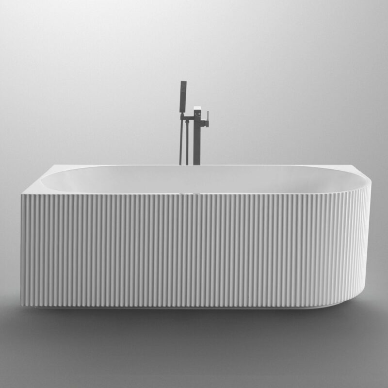 BENITA 1500mm Fluted Left Hand Corner Gloss White Bath Tub