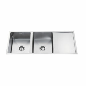 Atlas 1114* 440* 250mm Double Bowl Handmade Kitchen Sink Chrome