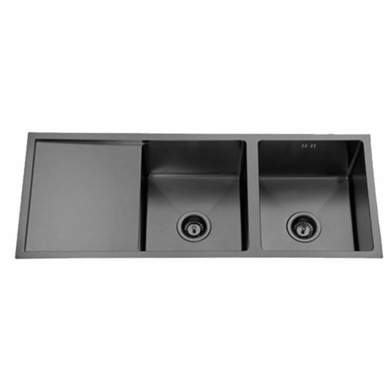 Atlas 1114* 440mm Double Bowl Handmade Kitchen Sink Black