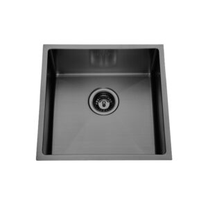 Atlas 450x450mm Square Single Bowl Handmade Kitchen Sink Gun Metal Black
