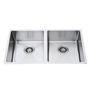 Atlas 760 * 440 * 250mm Double Bowl Handmade Kitchen Sink Chrome